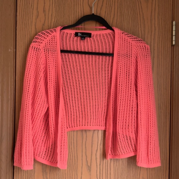 BE BY CHETTA SHORT LIGHTWEIGHT SHRUG SWEATER SIZE L ORANGE 3/4 SLEEVE - Picture 2 of 6